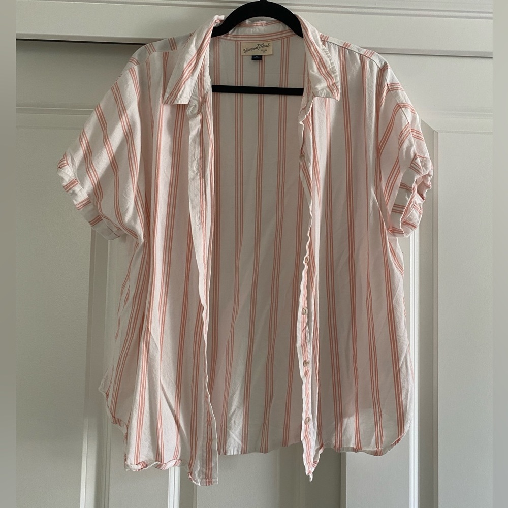 EUC - Universal Thread | orange & white stripe | cotton button down | XL